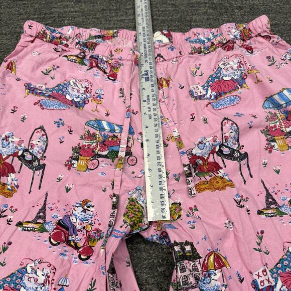Anthropologie Print Fresh Pajamas Women 1X Pink Parisian Poodle Dog Flower Vespa - Picture 11 of 15